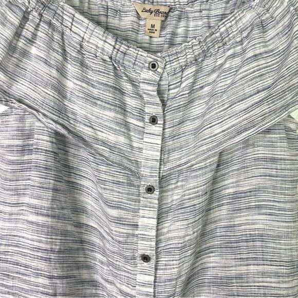 Lucky Brand Linen Striped Top Blue and White Medium - Picture 9 of 10